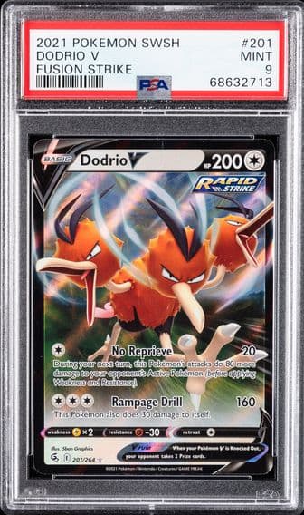 2021 #201 Dodrio V PSA 9 Sword & Shield Fusion Strike Pokemon