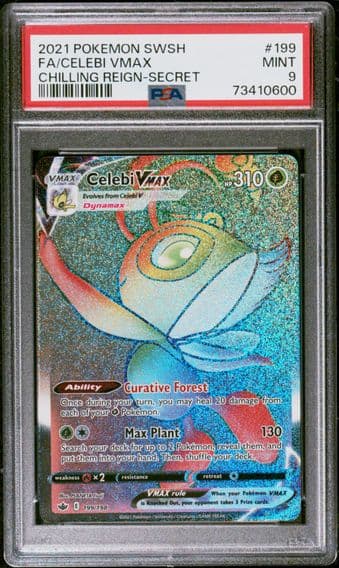2021 #199 Full Art/Celebi Vmax PSA 9 Sword & Shield Chilling Reign Pokemon