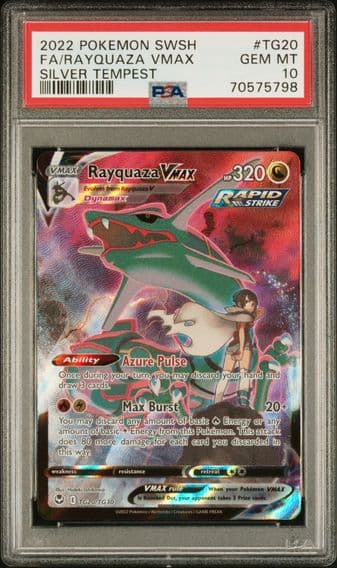 2022 #TG20 FULL ART/RAYQUAZA VMAX PSA 10 POKEMON SWORD & SHIELD SILVER TEMPEST