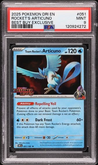 2025 #051 Team Rocket's Articuno PSA 9 Dri EN-Destined Rivals Pokemon