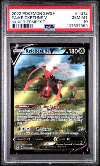 2022 #TG12 Full Art/Kricketune V PSA 10 Sword & Shield Silver Tempest Pokemon
