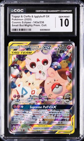 2019 #143a Togepi & Cleffa & Igglybuff GX CGC 10 Sun & Moon Cosmic Eclipse Pokemon