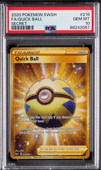 2020 #216 Full Art/Quick Ball PSA 10 Sword & Shield Pokemon