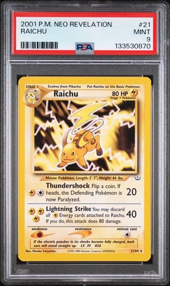 2001 #21 Raichu PSA 9 Neo Revelation Pokemon