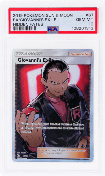 2019 #67 Full Art/Giovanni's Exile PSA  Sun & Moon Hidden Fates Pokemon