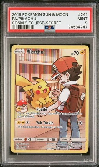 2019 #241 FULL ART/PIKACHU PSA 9 POKEMON SUN & MOON COSMIC ECLIPSE | SECRET