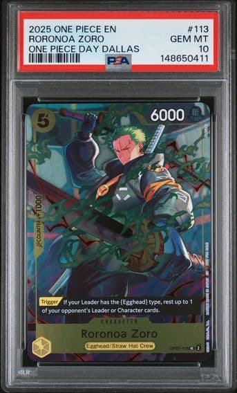 2025 #113 Roronoa Zoro PSA 10 One Piece Promos
