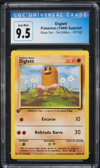 1999 #47 Diglett CGC 10 Base Set - 1st Edition - Spanish Pokemon