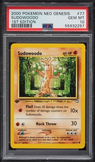 2000 #77 Sudowoodo PSA 10 Neo Genesis 1st Edition Pokemon