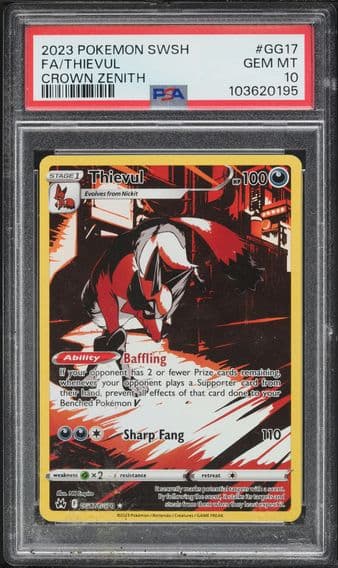 2023 #GG17 Full Art/Thievul PSA 10 Sword and Shield Crown Zenith Pokemon
