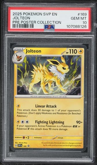 2025 #169 Jolteon PSA 10 Svp EN-SV Black Star Promo Pokemon