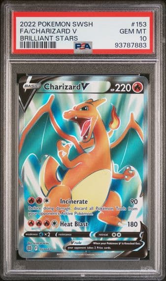 2022 #153 Full Art/Charizard V PSA 10 Sword & Shield Brilliant Stars Pokemon