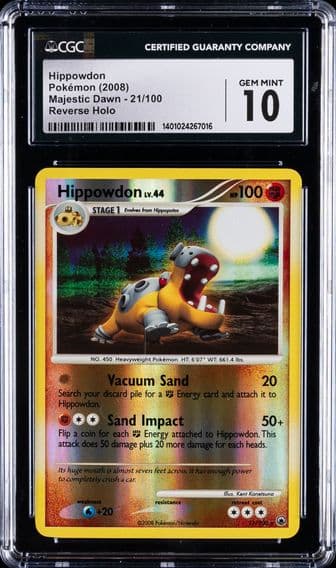 2008 #21 Hippowdon CGC 10 Gem Mint Pokemon | Majestic Dawn - Reverse Holo