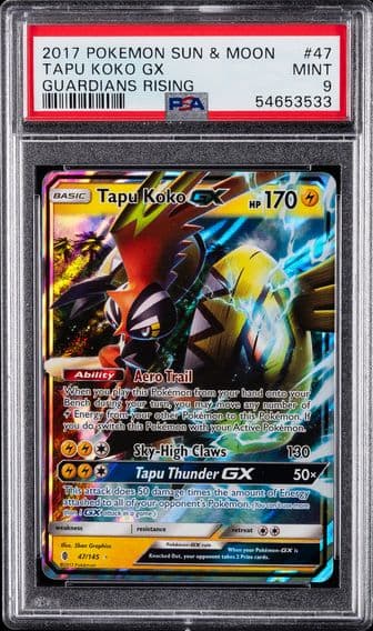 2017 #47 Tapu Koko GX PSA 9 Sun & Moon Guardians Rising Pokemon