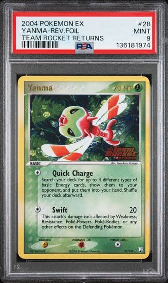 2004 #28 Yanma-Reverse Foil PSA 9 EX Team Rocket Returns Pokemon