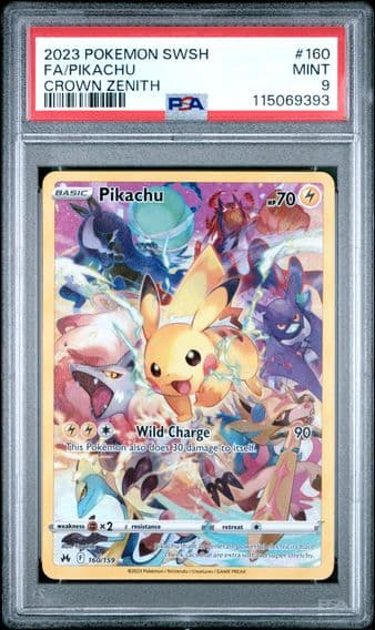 2023 #160 Full Art/Pikachu PSA 9 Sword and Shield Crown Zenith Pokemon