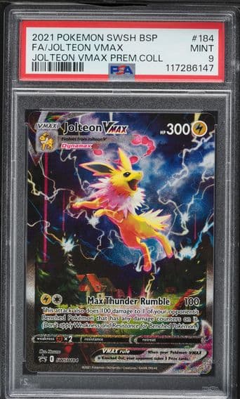 2021 #184 Full Art/Jolteon Vmax PSA 9 Swsh Black Star Promo Pokemon