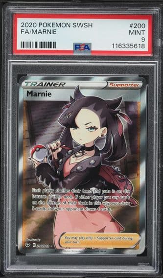 2020 #200 Full Art/Marnie PSA 9 Sword & Shield Pokemon