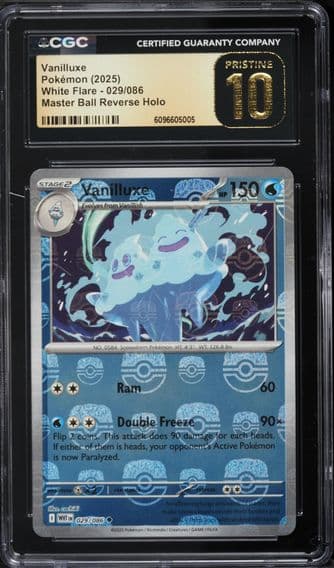 2025 #029 Vanilluxe Master Ball Reverse Holo CGC 10 Pristine White Flare - WHT EN - English Pokemon