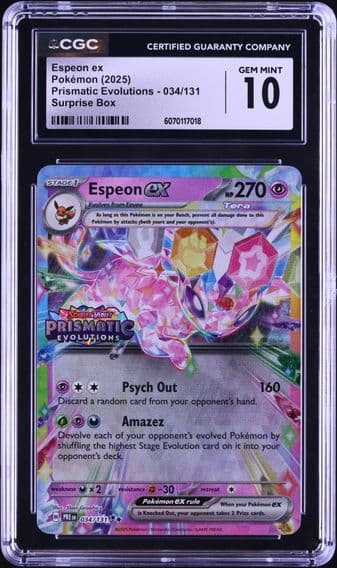 2025 #034 Espeon EX CGC 10 Pre EN-Prismatic Evolutions Pokemon