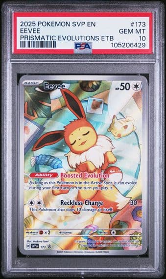 2025 #173 EEVEE PSA 10 POKEMON SVP EN-SV BLACK STAR PROMO | PRISMATIC EVOLUTIONS ELITE TRAINER BOX