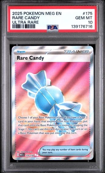 2025 #175 Rare Candy PSA 10 Meg EN-Mega Evolution Pokemon