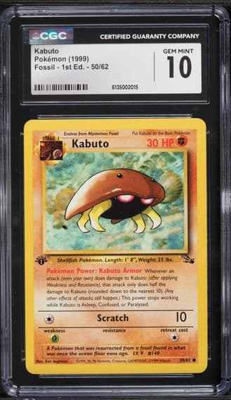 1999 #50 Kabuto CGC 10 Pokemon Fossil 1st Edition