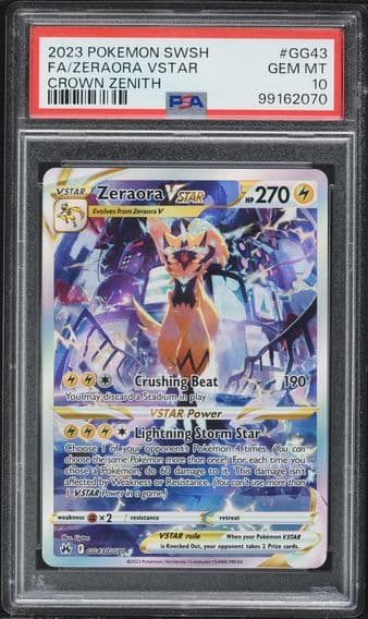 2023 #GG43 Full Art/Zeraora Vstar PSA 10 Sword and Shield Crown Zenith Pokemon