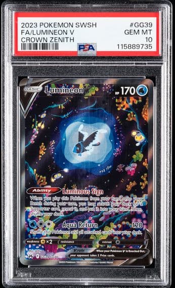 2023 #GG39 Full Art/Lumineon V PSA 10 Sword and Shield Crown Zenith Pokemon