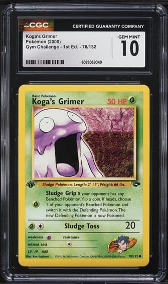 2000 #78 Koga's Grimer 1st Edition CGC 10 Gym Challenge Pokemon