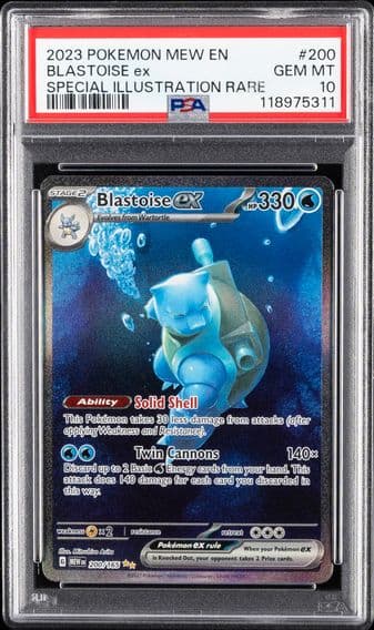 2023 #200 Blastoise EX PSA 10 Mew EN-151 Pokemon