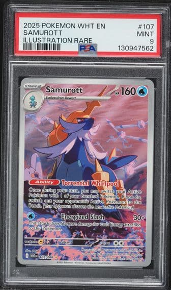 2025 #107 Samurott PSA 9 Wht EN-White Flare Pokemon