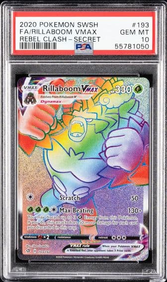 2020 #193 Full Art/Rillaboom Vmax PSA 10 Sword & Shield Rebel Clash Pokemon