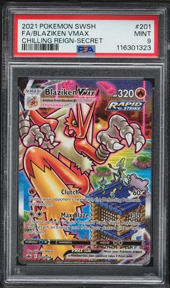 2021 #201 Full Art/Blaziken Vmax PSA 9 Sword & Shield Chilling Reign Pokemon