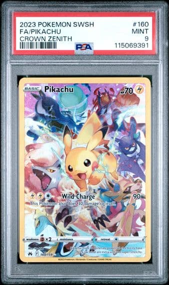 2023 #160 Full Art/Pikachu PSA 9 Sword and Shield Crown Zenith Pokemon
