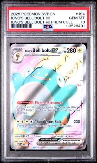 2025 #194 Iono's Bellibolt EX PSA 10 Svp EN-SV Black Star Promo Pokemon