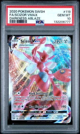 2020 #119 Full Art/Scizor Vmax PSA 10 Sword & Shield Darkness Ablaze Pokemon