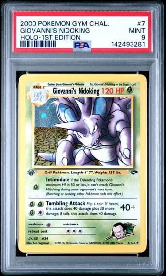 2000 #7 Giovanni's Nidoking Holo-1st Edition PSA 9 Gym Challenge Pokemon