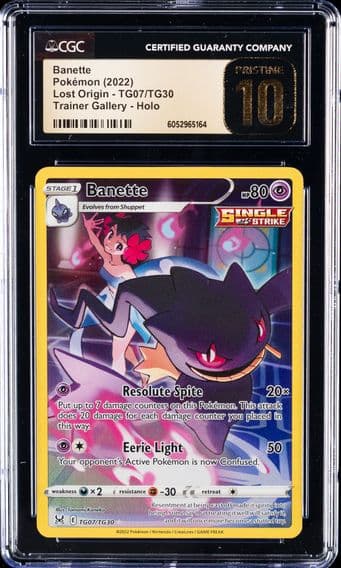 2022 #TG07 Full Art/Banette CGC 10 Pristine Sword & Shield Lost Origin Pokemon