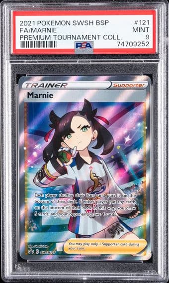 2021 #121 Full Art/Marnie PSA 9 Swsh Black Star Promo Pokemon