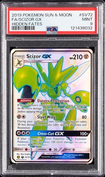 2019 #SV72 Full Art/Scizor GX PSA 9 Sun & Moon Hidden Fates Pokemon