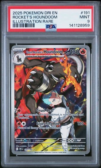 2025 #191 Team Rocket's Houndoom PSA 9 Dri EN-Destined Rivals Pokemon