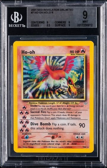2001 #7 Ho-oh BGS 9 Pokemon Neo Revelation Unlimited