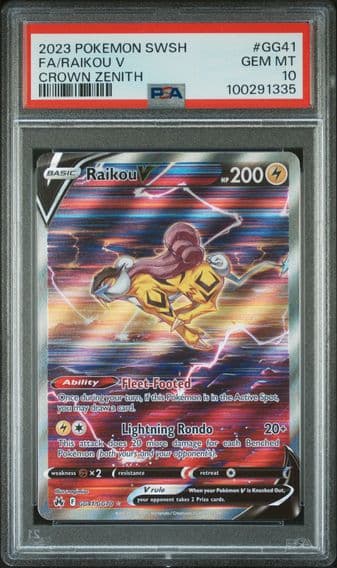 2023 #GG41 Full Art/Raikou V PSA 10 Sword and Shield Crown Zenith Pokemon