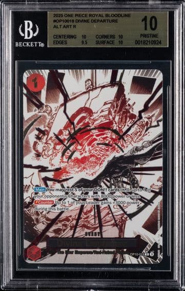 2025 #OP10019 Divine Departure ALT ART R BGS 10 One Piece Card Game Royal Blood