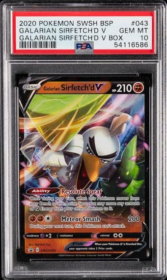 2020 #043 Galarian Sirfetch'd V PSA 10 Swsh Black Star Promo Pokemon