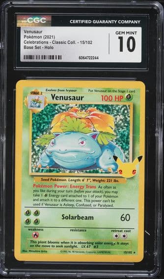 2021 #15 Venusaur-Holo CGC 10 Celebrations Classic Collection Pokemon