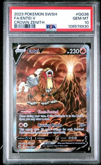 2023 #GG36 FULL ART/ENTEI V PSA 10 POKEMON SWORD AND SHIELD CROWN ZENITH