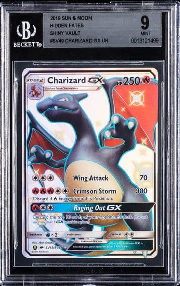 2019 #SV49 Full Art/Charizard GX BGS 9 Sun & Moon Hidden Fates Pokemon