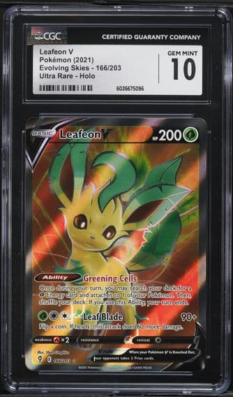 2021 #166 Full Art/Leafeon V CGC 10 Sword & Shield Evolving Skies Pokemon